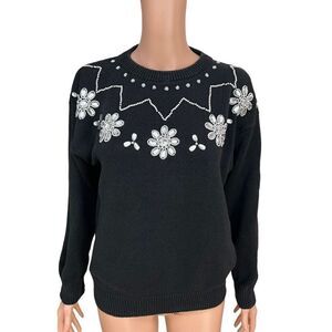 Mister Noah vintage beaded ramie/cotton blend sweater size M